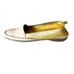 Riposella Real Leather Gold and Beige Size 38 Slip Ons